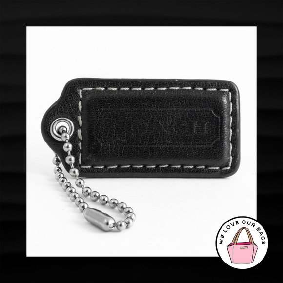 2" Medium COACH BLACK LEATHER KEY FOB BAG CHARM KEYCHAIN HANG TAG - Picture 1 of 1